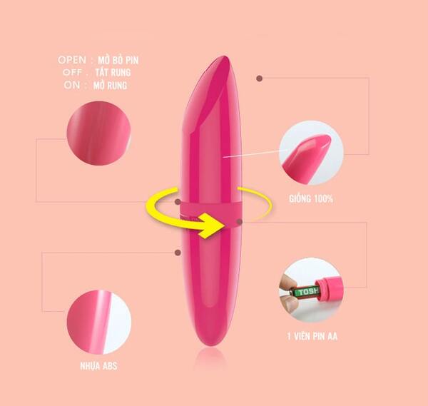 Cách tắt mở và bỏ pin cho rung mini ngụy trang son môi Lipstick TR32